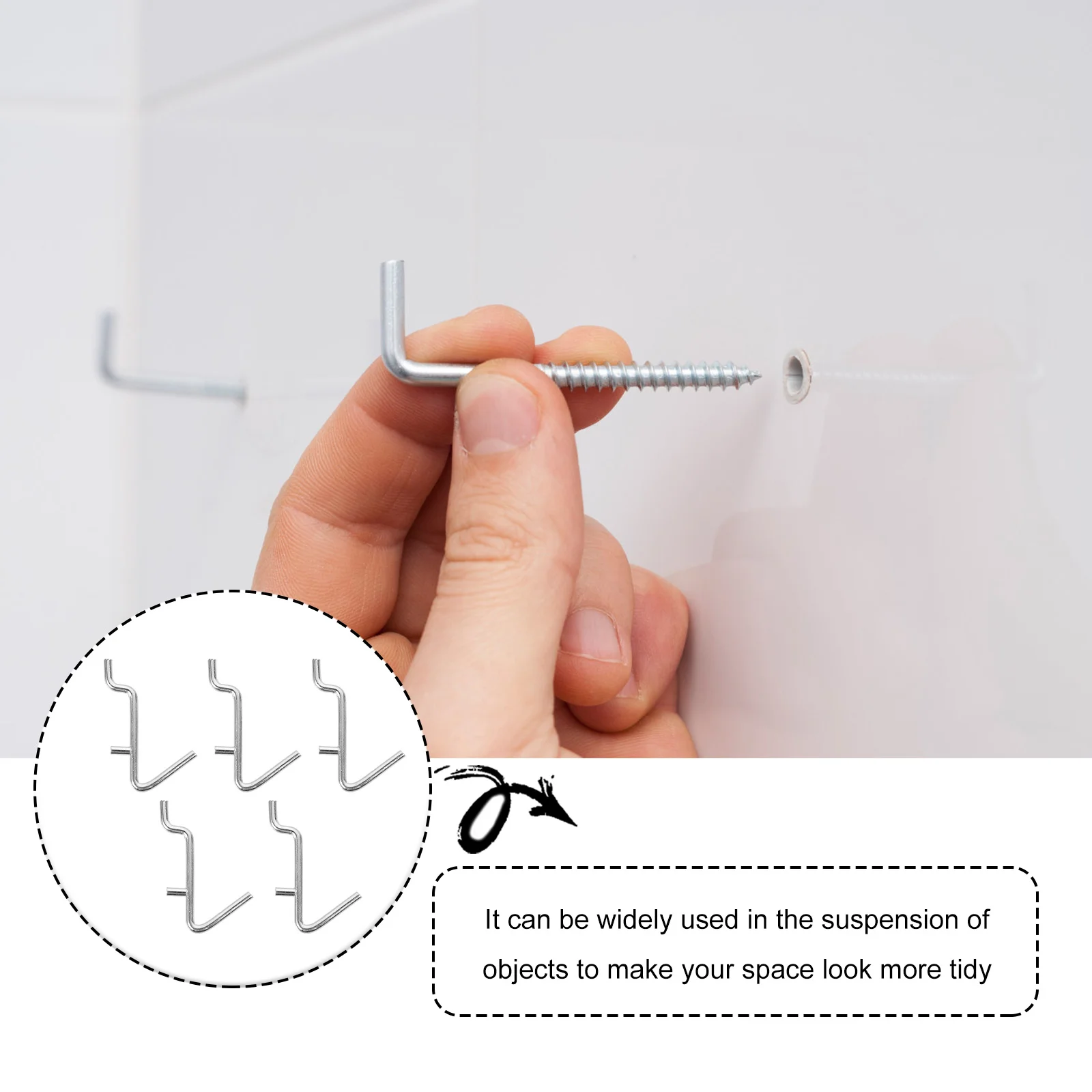 5 Pcs Stainless Steel Pegboard Hooks Display Rack Hangers Perforated Wall Peg Hooks Interior Accessories Rear Rack ganizers