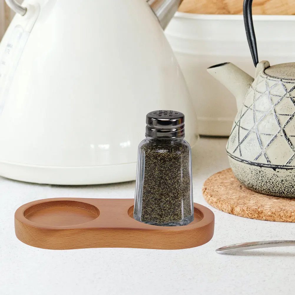 

Elegant Wooden Kitchen Tray Pepper Bottle Salt And Seasonings Holder Tabletop Decoration Storage Tray