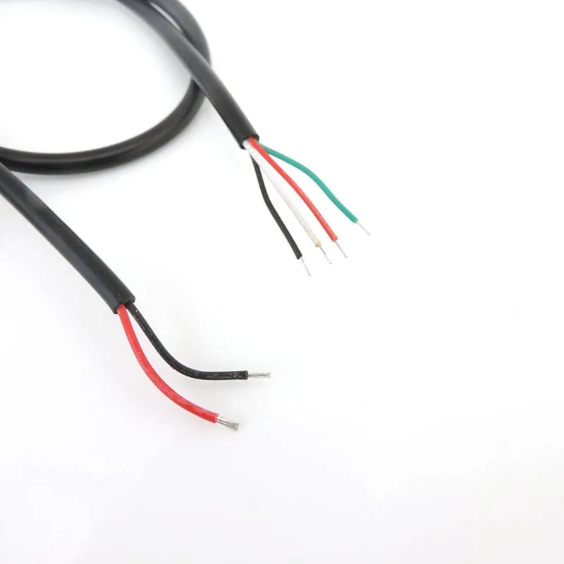 DIY repair welding cable 2 wire 4 Wires Micro USB 2.0 A Elbow Head Male Jack 4pin/2pin type-c male extension cable line image 5