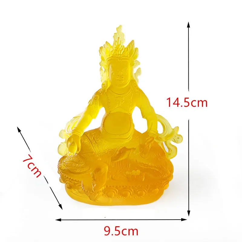 H14.5cm Gold Plated Resin Tibetan Buddhist  Yellow Jambhala/Tsanbala  Statue Cratfs Living Room Decoration FENG SHUI