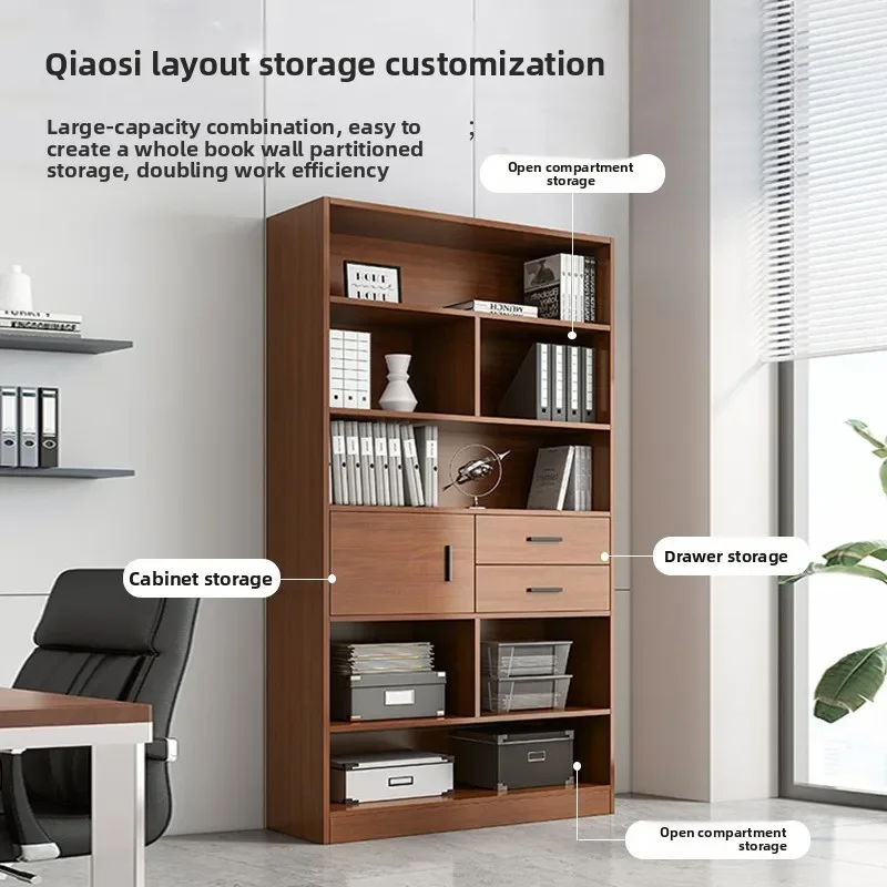 2026 Steel Office Bookcase File Data Cabinet Wooden Storage Locker with Layered Partition Floor Against the Wall for Gym Use