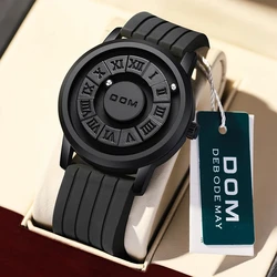 DOM Trendy Concept New Personality Men's Watch Creative Rolling Pointer Magnetic Waterproof Men's Fashion  Silicone watch strap