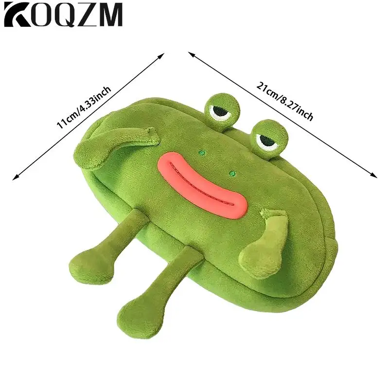 Funny Big Mouth Frog Pen Bag Students Large Capacity Desktop Stationery Storage Plush Pencil Case