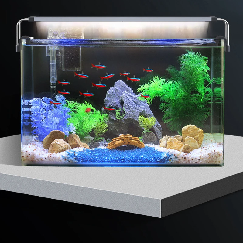 Aquarium aluminum alloy LED lamp2 Aquatic plant lamp Aquarium landscaping LED lamp Blue white red fish tank bracket lamp