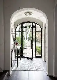 Z138 Customization Factory Wholesale Front Door Iron Wrought Prices Wrought Iron French Glass Doors