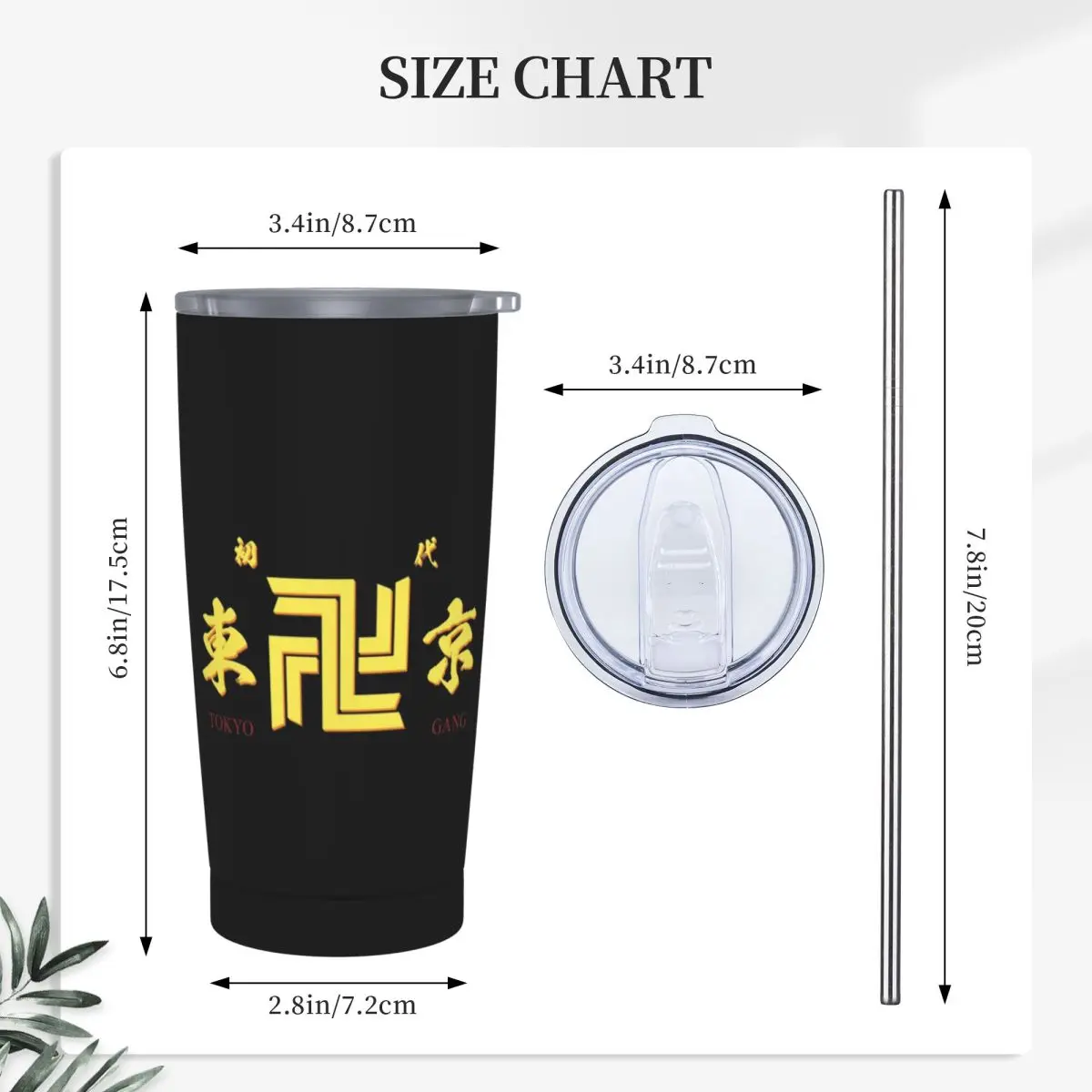 Anime Tokyo Swastika Character Stainless Steel Tumbler Vacuum Insulated Mug Thermal Cold Cups Straws With Lid 20oz