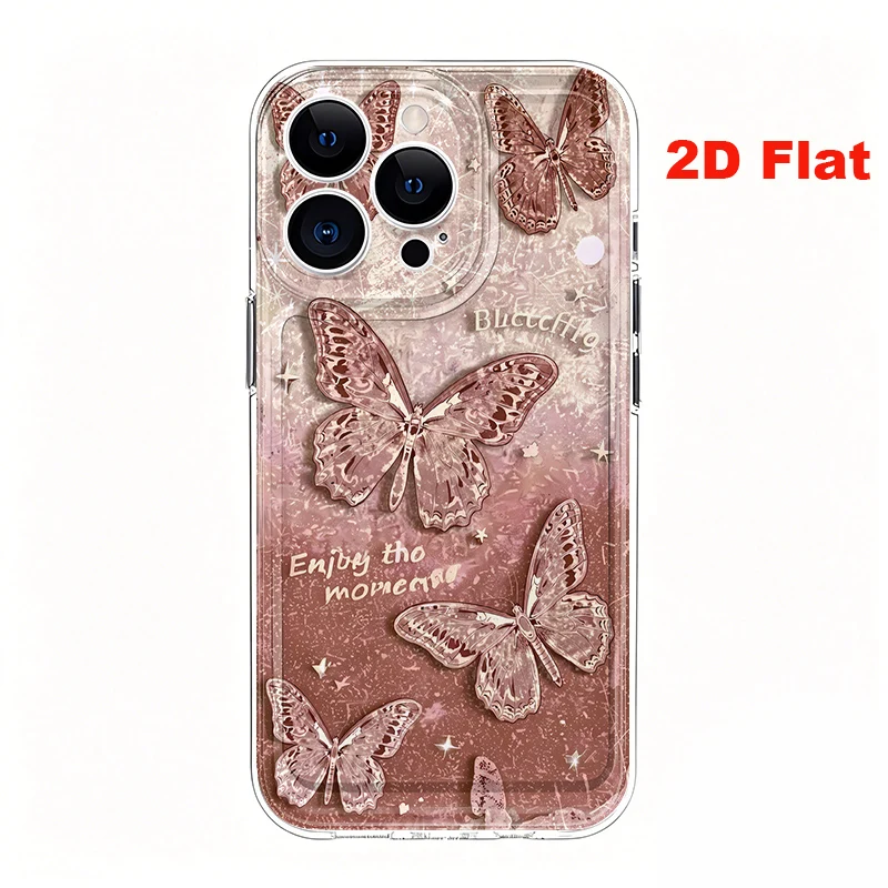 2D Flat Soft Silicone Phone Case For iPhone 17 Pro Max 16 18 Pro 13 11 15 14 Plus 12 17 16E 17Promax Shockproof Transparent Funda Cover