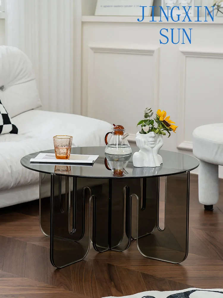 Nordic Acrylic Circular Coffee Table,Home Furniture,Luxury Living Room,Center Table,Creative Design Glass Small Round Tea Tables