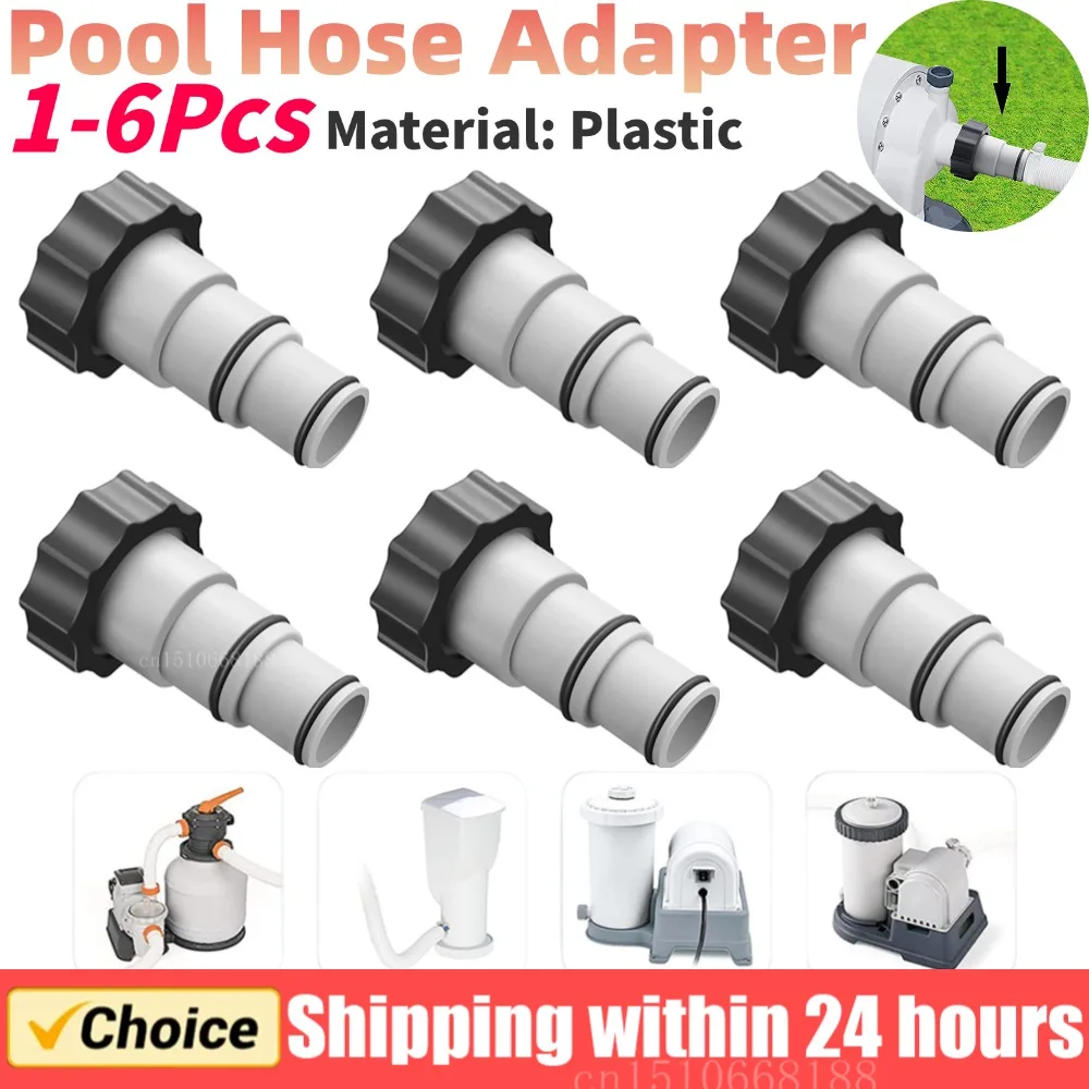 1-6Pcs Pool Hose Adapter with Collar for Intex 4000 2500 2000 1500 Threaded Connection Pumps Above Ground Swimming Pools Parts
