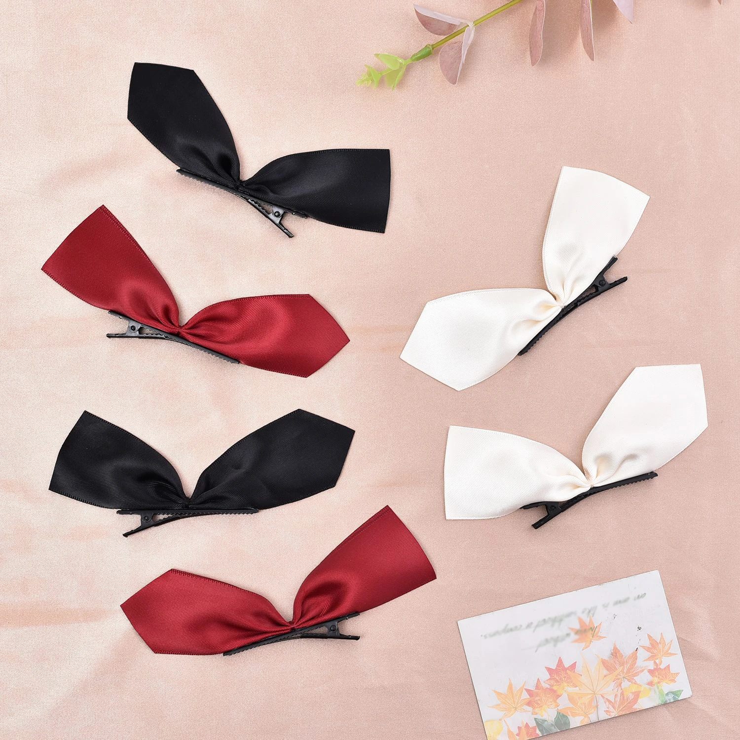 Sweet Black White Ribbon Hair Bows Clips Vintage Bowknot Side Hairpin Cute Girls Barrettes Headdress Hair Accessories for Women