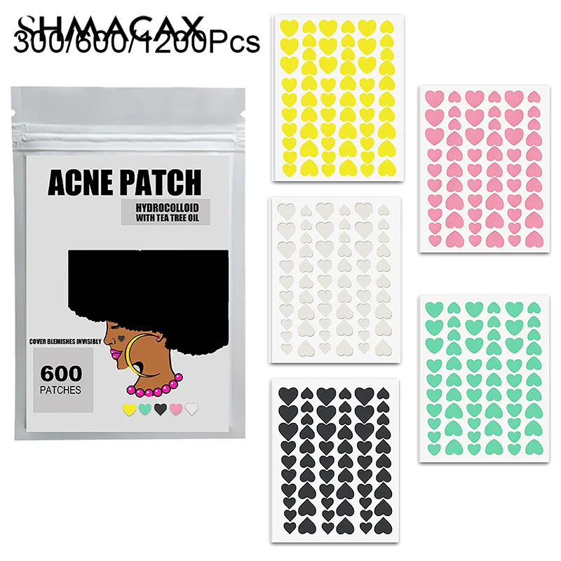 300/600/1200 PCS/SET Heart Pimple Patch Acne Colorful Invisible Acne Removal Skin Care Stickers Concealer Face Spot Beauty