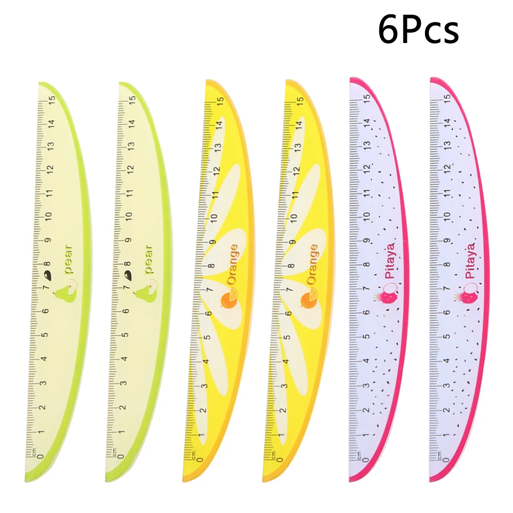 6pcs 15cm Plastic Fruit Pattern Creative Rulers School Students Stationery Measuring Rulers (Random Style)
