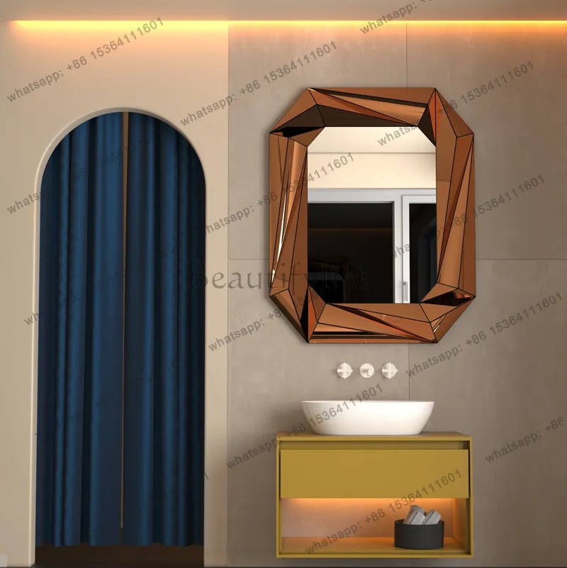 Square countertop, backless self-adhesive hanging cutting, waterproof rounded corner countertop hanging bathroom mirror