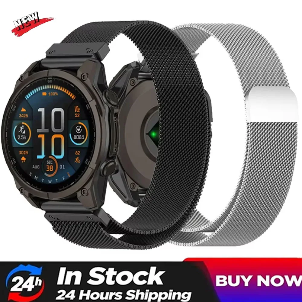 Quick Fit 26mm 22mm 20mm Armband für Garmin Tactix 8/Quatix 8/Fenix 8 51mm 47mm 43mm Milanaise-Armband für Garmin Instinct 3