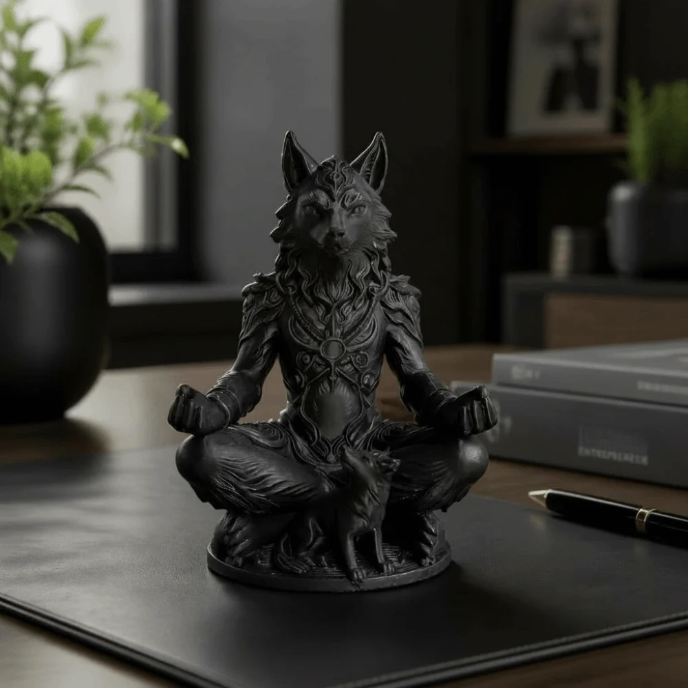 Collectible Gift 3D Printing Wolf Statue Gothic Sheep Desktop Ornaments Dark Style Home Decor Werewolf Sculpture Office