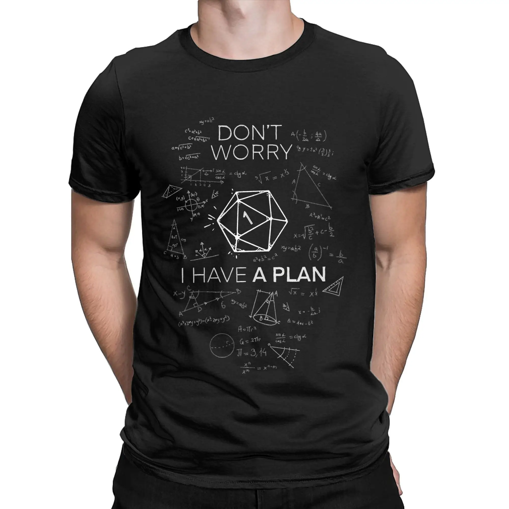 Men Don't Worry i Have A Plan T Shirt Dnd Rpg Geek Tabletop Pure Cotton Tops Leisure Short Sleeve Crew Neck Tee Shirt Birthday