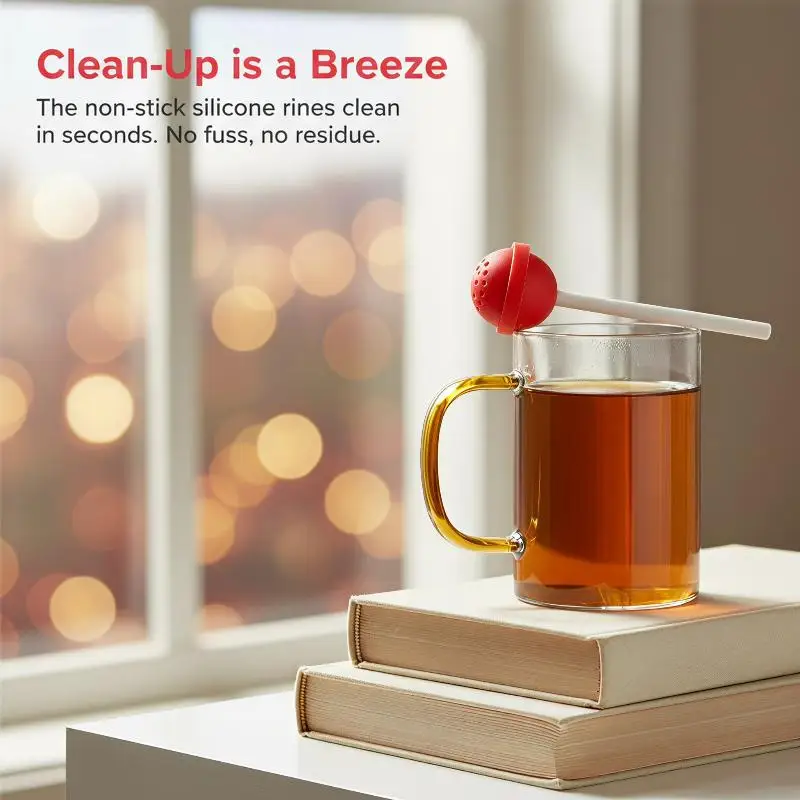 Silicone Tea Infuser Reusable Cute Lollipop Style Tea Filter Strainer Heat Resistant for Travel Camping Tea Brewing