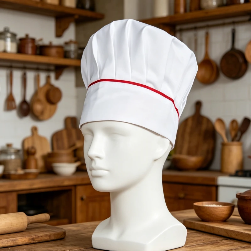 Unisex Simple White Fabric Mushroom Chef Hat, Kitchen Oil-Proof, Suitable for Restaurants, Baking, Pastry Chefs, and Canteen Use