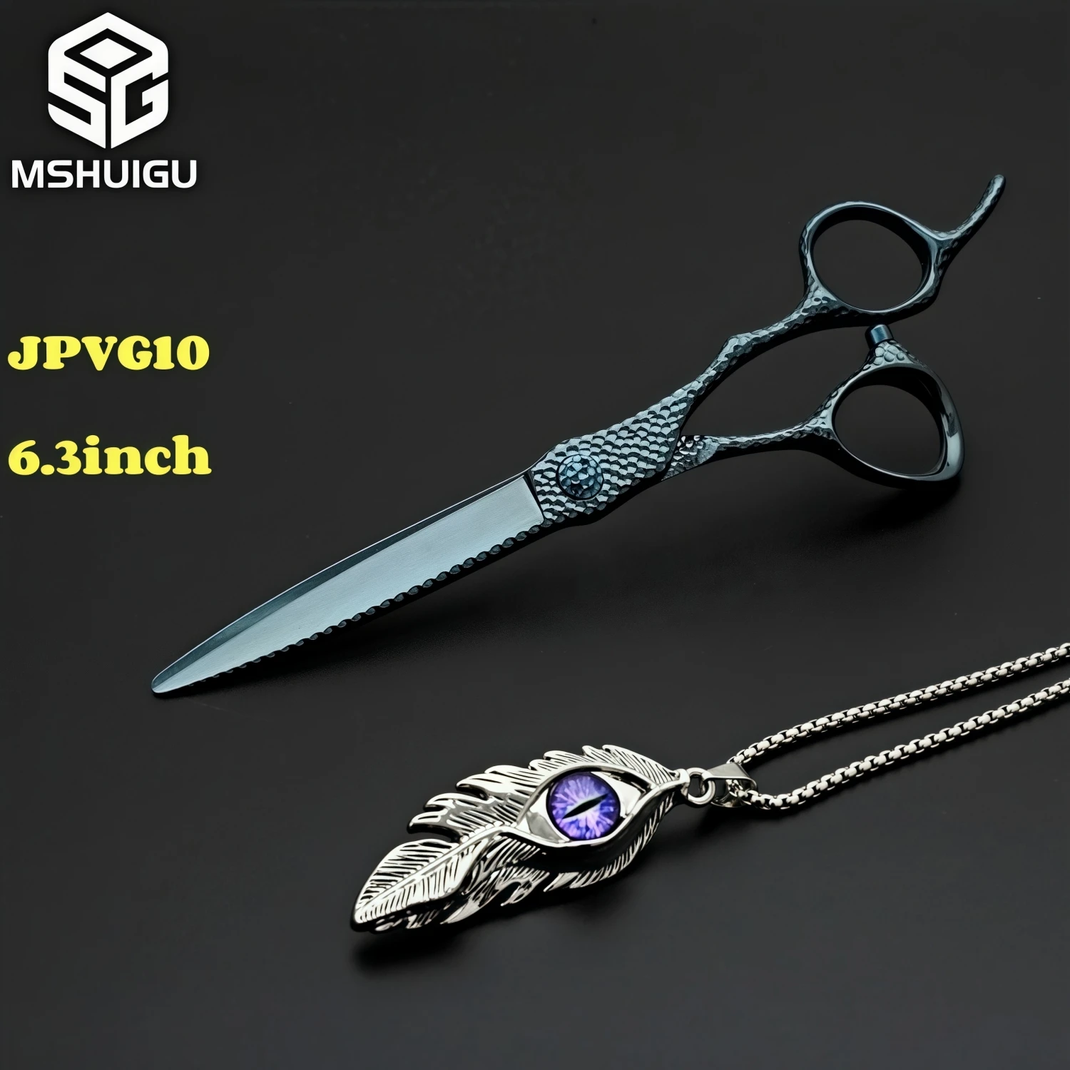 

MSHUIGU Professional salon barber scissors Japan VG10 6.3 inch High-end hair tool accessories Equipped with metal muffler