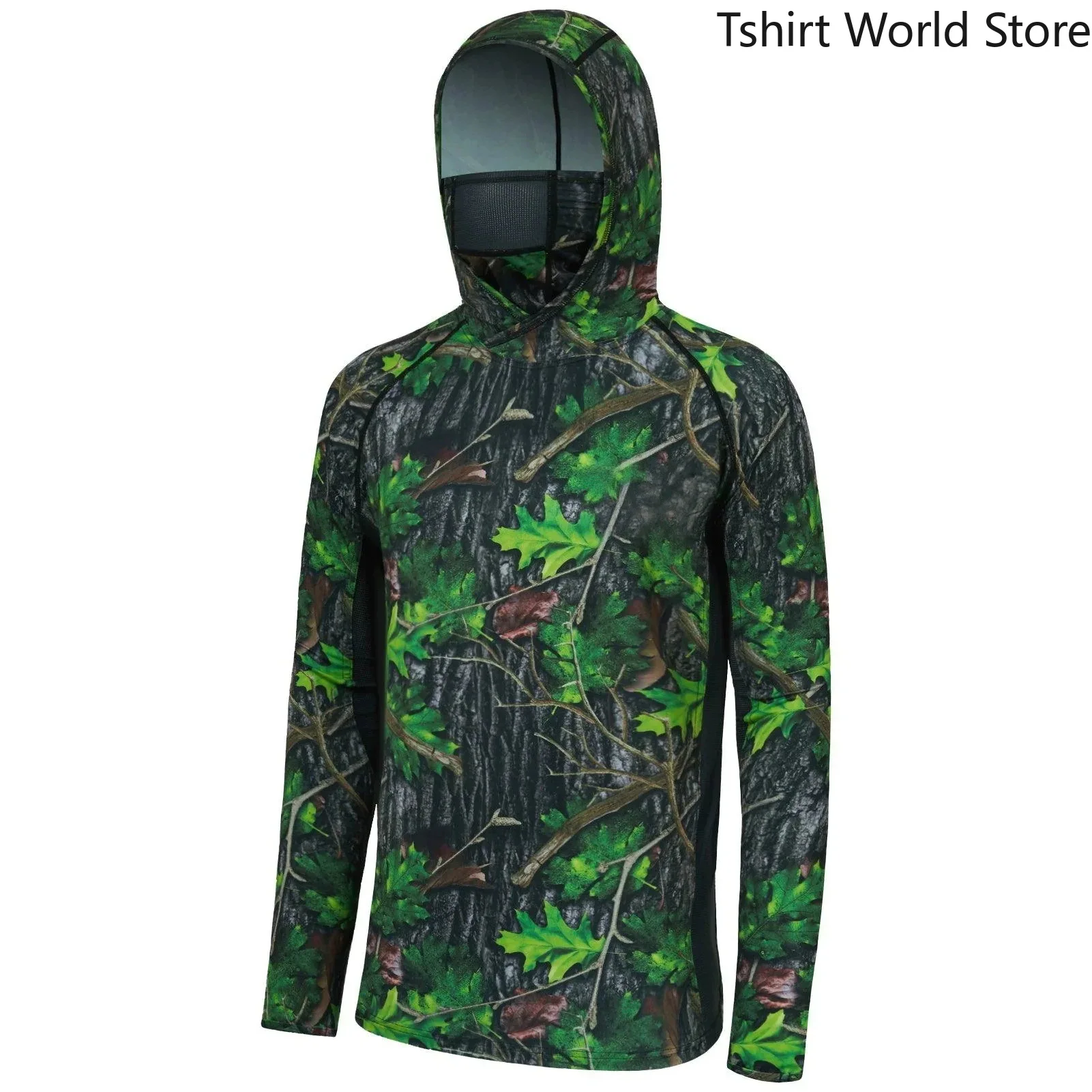 Men Camouflage Ice Silk Fishing Shirt UV Protection Quick Dry Outdoor Sun Shirt