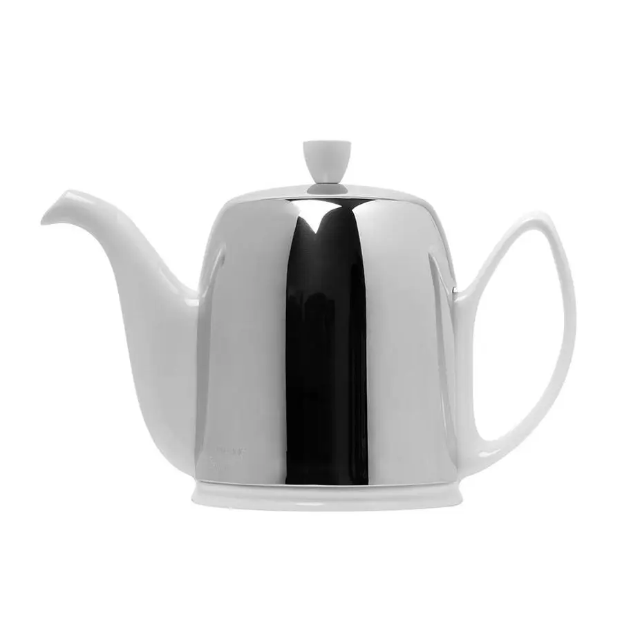 

Salam Luxury French Tea Pot Porcelain Teapot with Stainless Steel Cover, Ceramic Tea Kettle for Loose Tea, Removable Infuser, 6