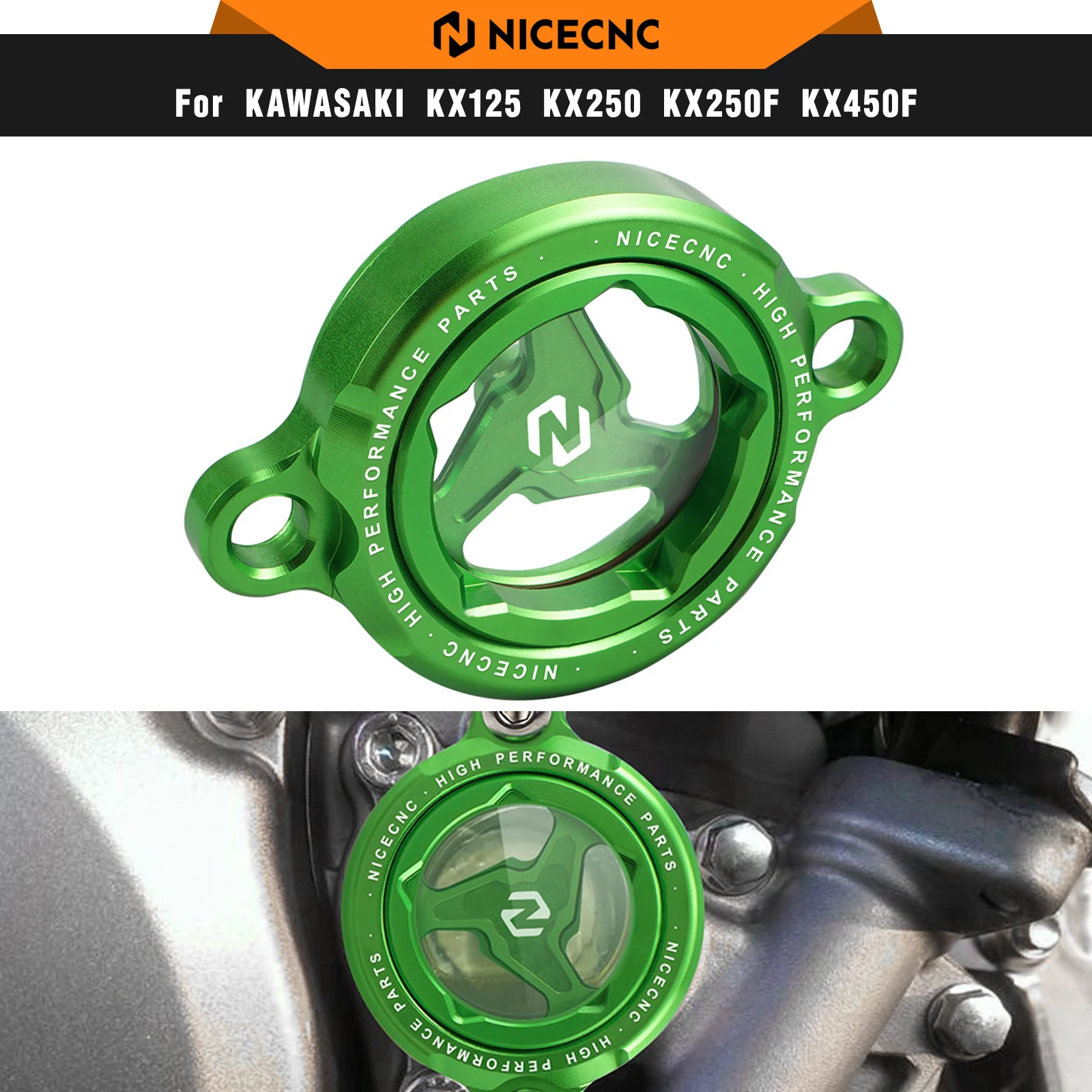

NICECNC For Kawasaki KX450 2016-2025 Motorcycle Engine Oil Filter Cap Cover For Kawasaki KX450X 2022-2024 KX450SR 2022-2023