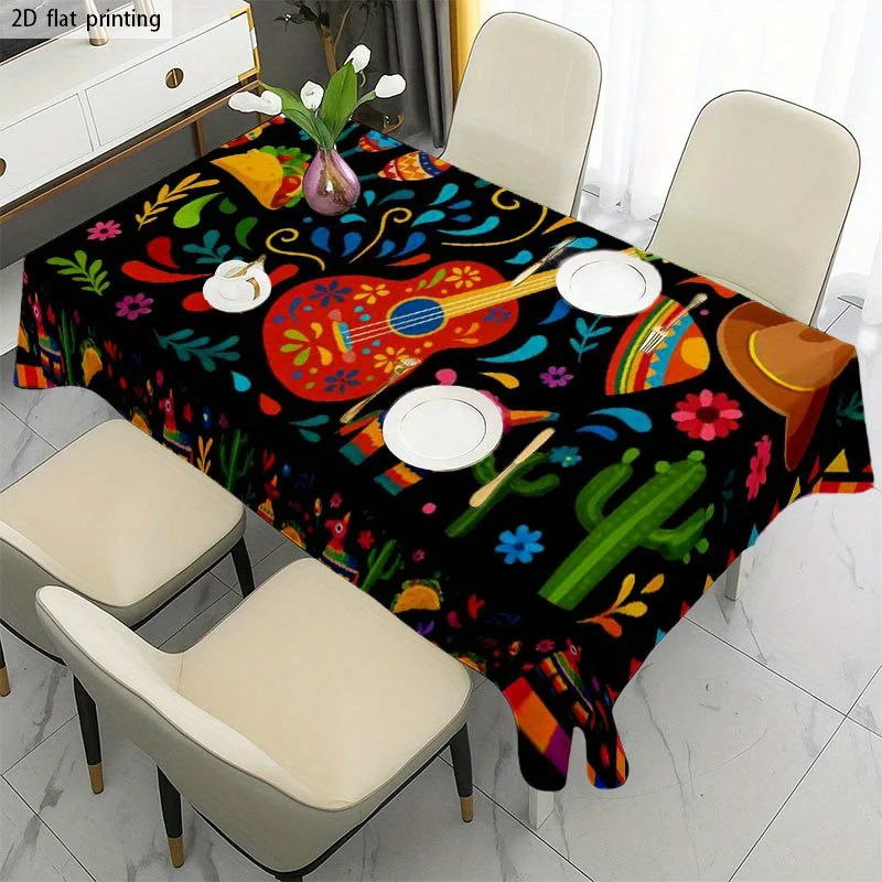 1pc Soft, fashionable and attractive 2D flat tablecloth, machine washable and easy to clean, yzb