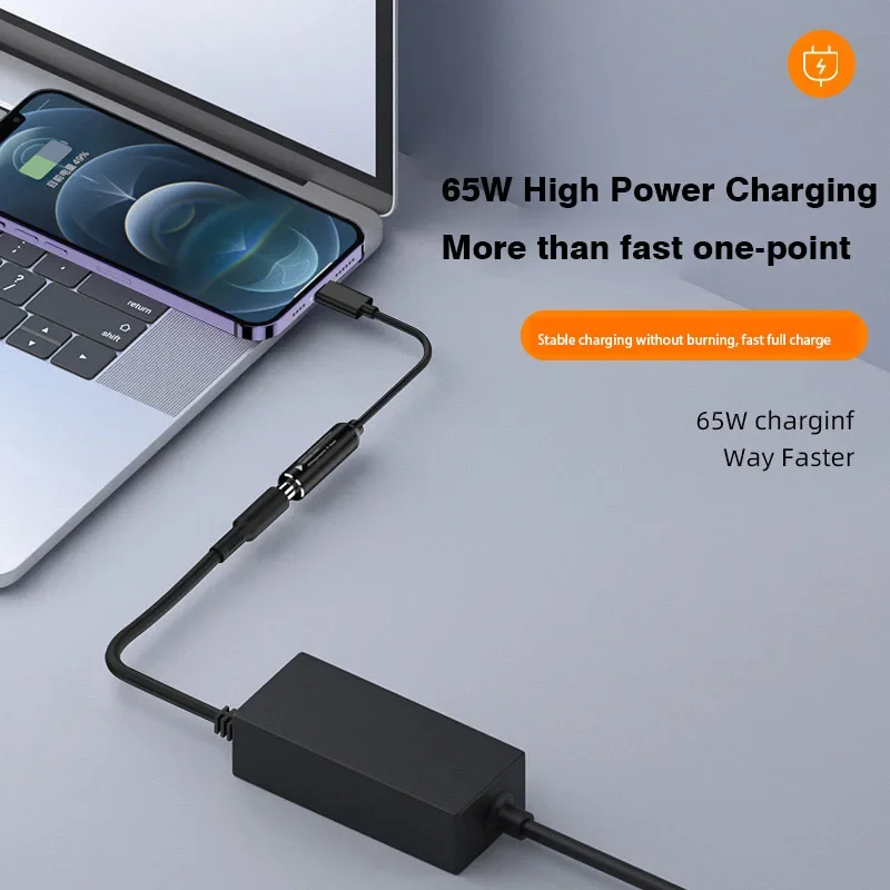DC zu Typ C Stromkonvertierung Typ-C-Aufladung PD65w DC-Buchse auf C-Stecker Adapterkabel 5 V/9 V/20 V DC auf Typ-C DP-Adapterkabel