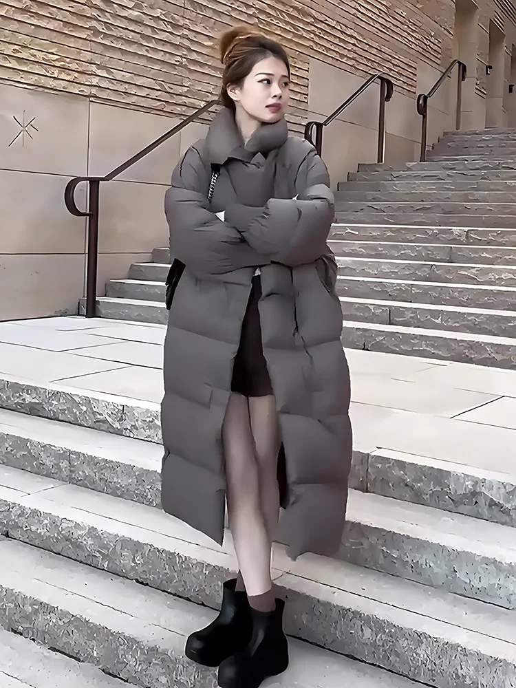 

Новая модная универсальная женская куртка-пуховик 2024 года с большим воротником, белая, для повседневной носки