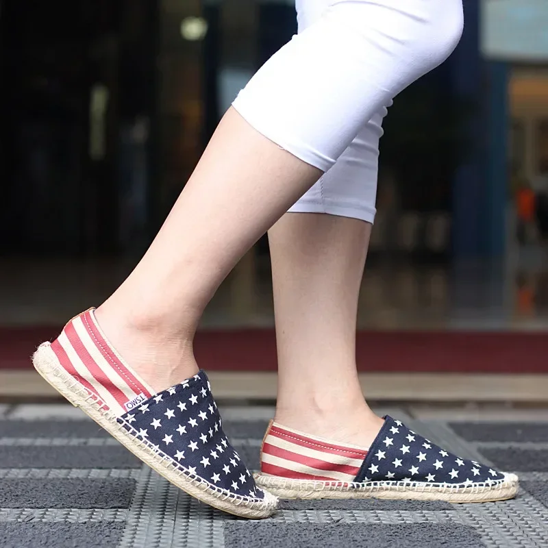 

Men's Flats Women's Casual Shoes Woven Linen Sole Breathable Walking Summer Casual Comfortable Vulcanized Shoes for Women