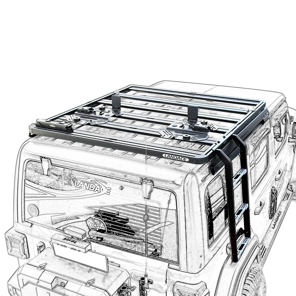 Auto Parts Steel Black Powder Coating Side Roof Climbing Ladder For JEEP WranglerJK