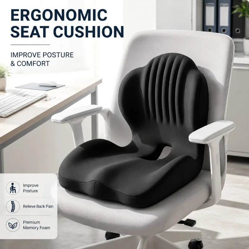 1 Pcs Ergonomic Coccyx Seat Pad Memory Foam Cushion Sciatica Pain Relief Posture Correction Mat for Home Office Car Wheelchair