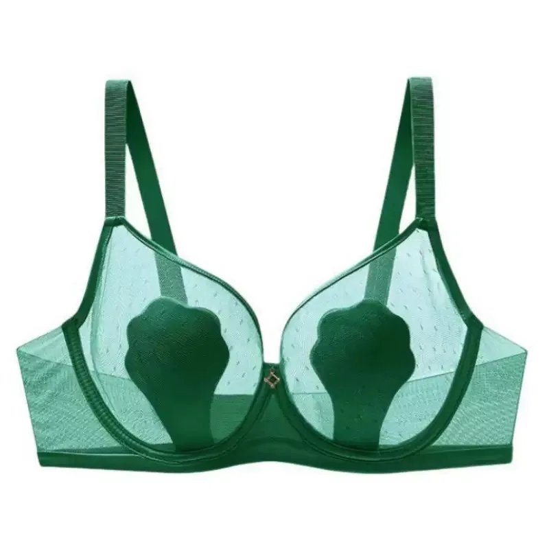 Ультратонкое сексуальное сетчатое белье для женщин, дышащий маленький бюстгальтер с чашкой из кроличьих ушей, антипрострузионный дизайн для большой груди