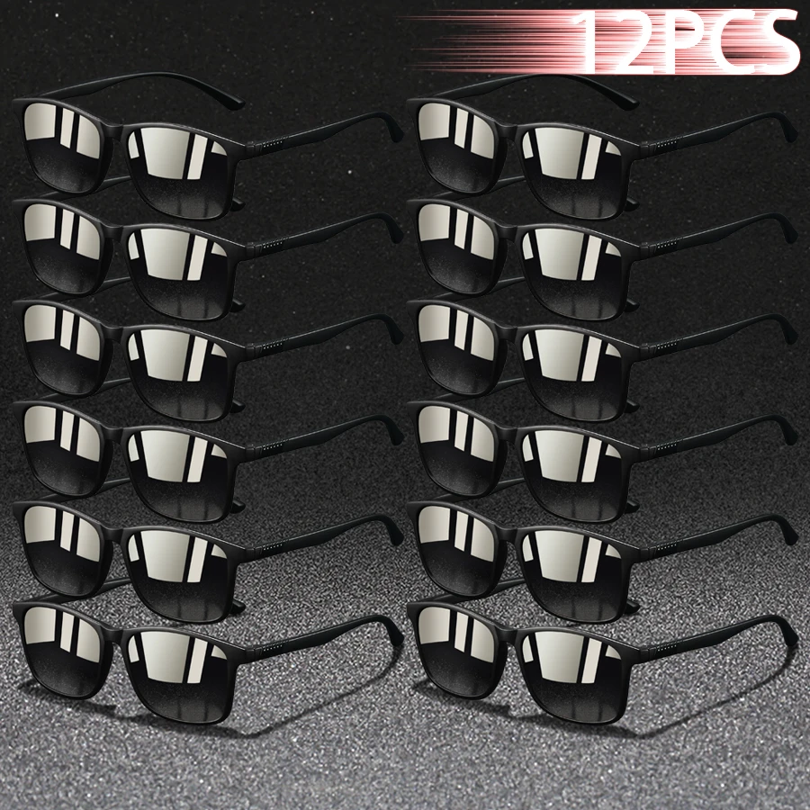 

12 шт. модные классические квадратные солнцезащитные очки UV400 для мужчин и женщин, красочные модные легкие уличные очки для вождения