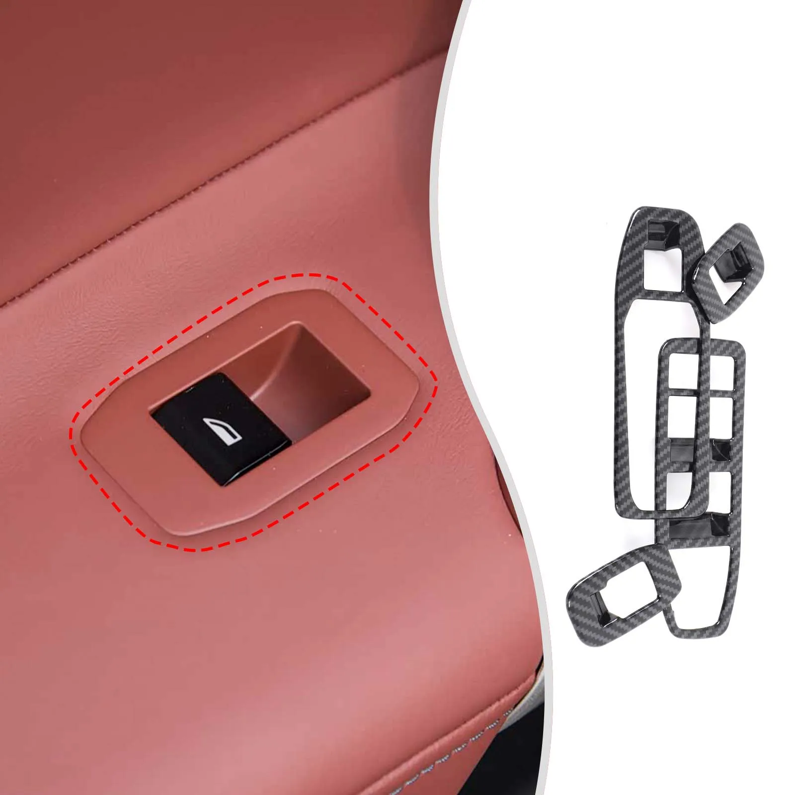 

For BMW ix 2022-2024 Car Glass Lifting Keyframe Decorative Stickers Car Protection Accessories ABS Carbon Fiber 4-piece set