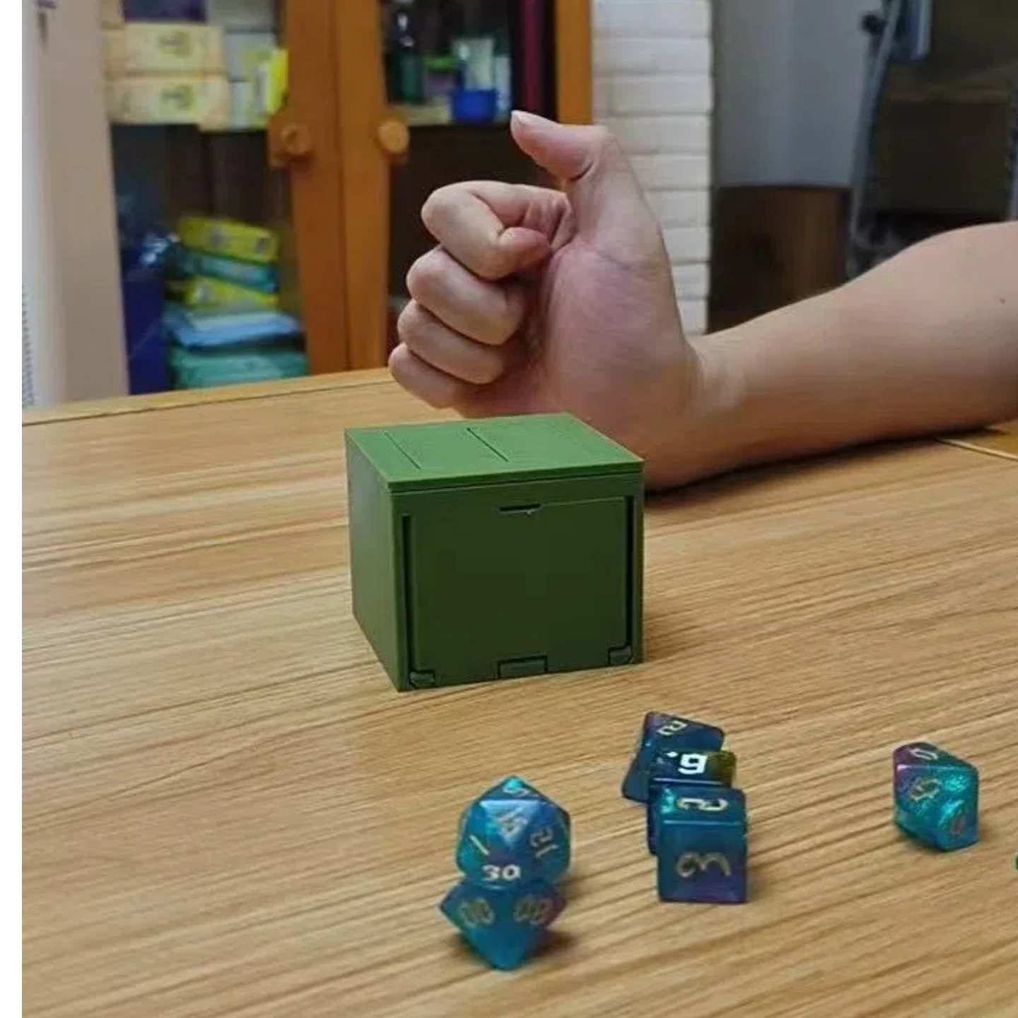 

Small square box folding dice tower