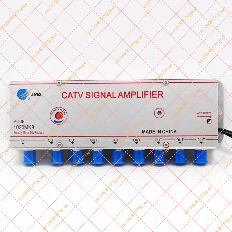 220V 30dB CATV Signal Booster 1 Input 8 Output Distribution Amplifier for Analog & Digital TV