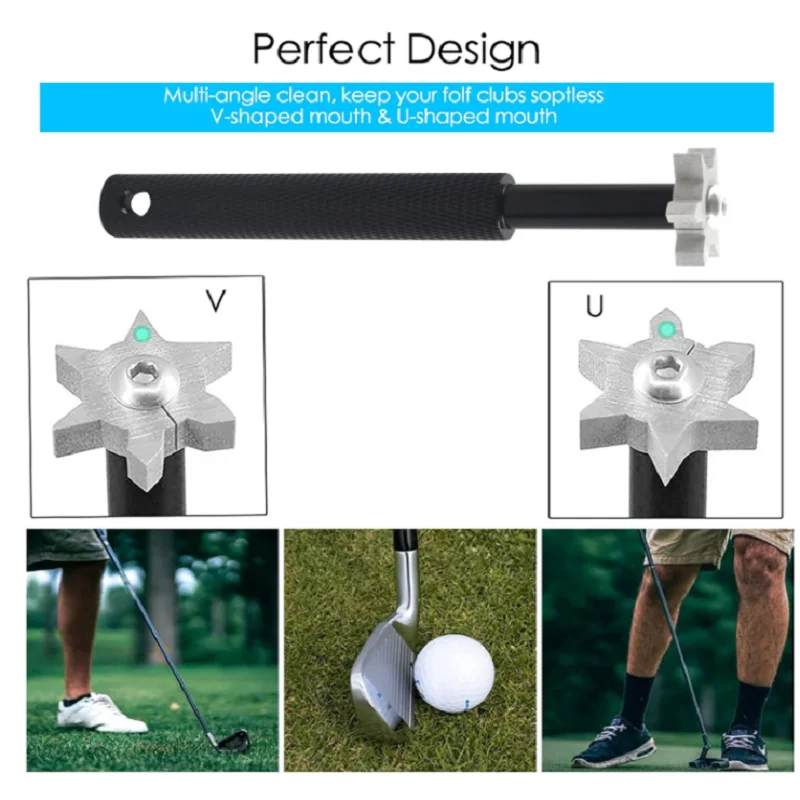 Juego de Herramientas de limpieza de Golf, cepillo retráctil para palos de Golf y 2 afiladores de ranuras para U y v-grooves, Kits de herramientas