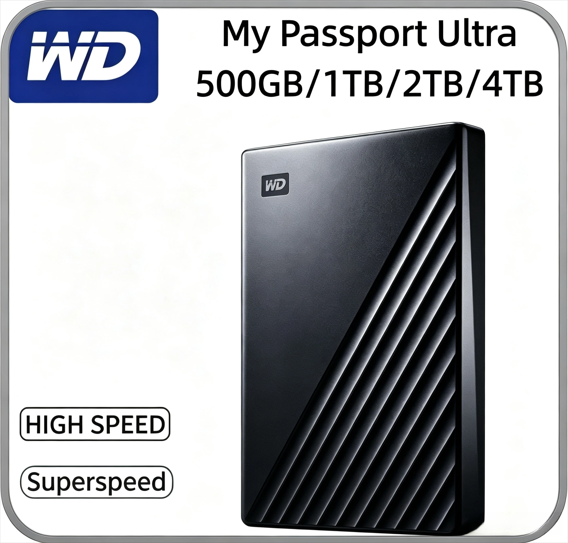 FOR WD My Passport Ultra for Easy Backup Hard Drive External Portable 500GB1TB 2TB 4TB with USB-C WD Metal Edition For PC laptop