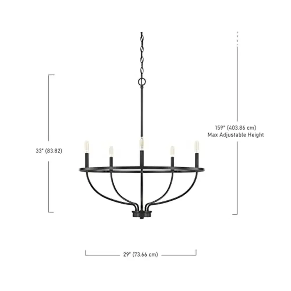 5-Light Urban Industrial Chandelier Matte Greyson Vine-Style 33