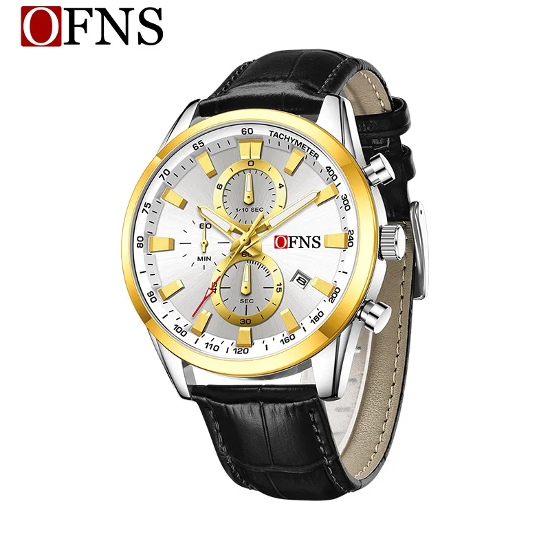 OfnsBrand 1645 Мужские модные спортивные часы с кварцевым механизмом, шеститочечным циферблатом, для бизнеса и отдыха, водонепроницаемость 3 атм, с ночной подсветкой и светящимися стрелками.
