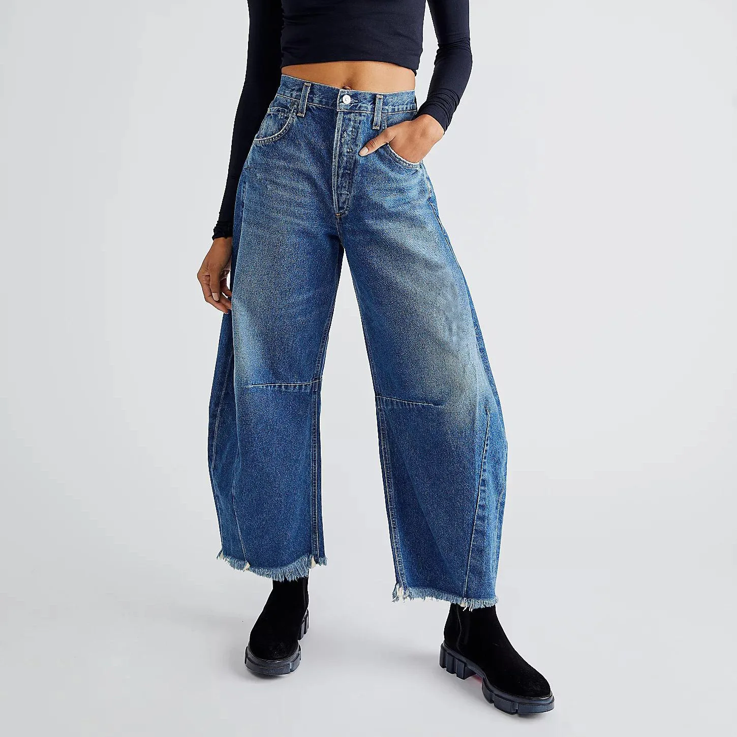 Straight Leg Jeans New Multi Colored Cropped Pants Casual Wide Leg Jeans for Women