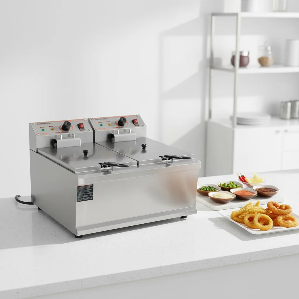Electric Fryer Commercial 20L - เครื่องทอดไฟฟ้าเชิงพาณิชย์ 20 ลิตร+20 ลิตร สแตนเลส 4100