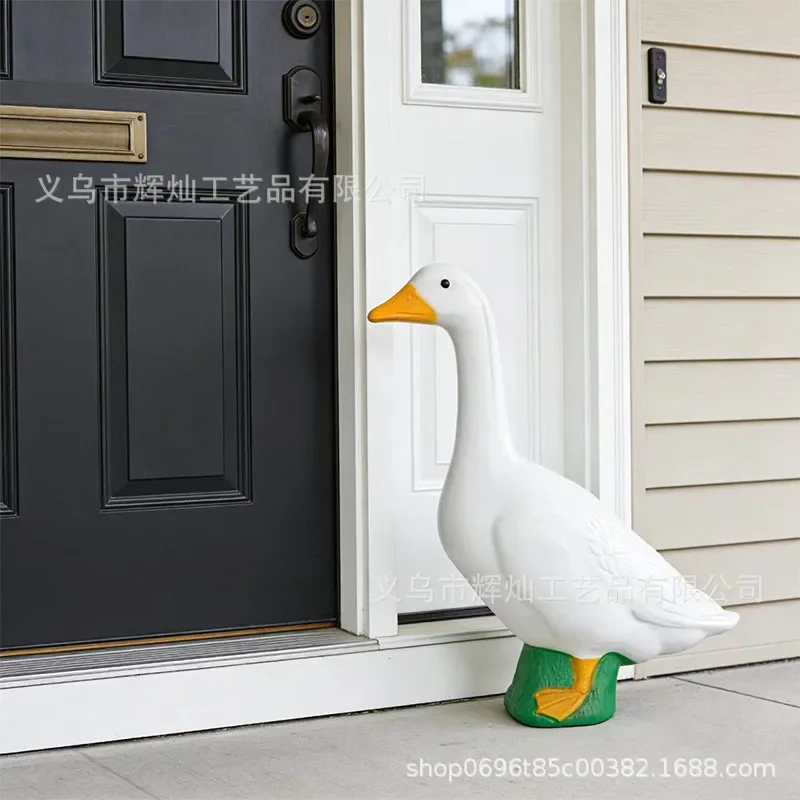 Resin White Goose Figurine Lifelike Animal Statue Outdoor Garden Yard Decor Creative Home Entryway Porch Art Craft Ornament