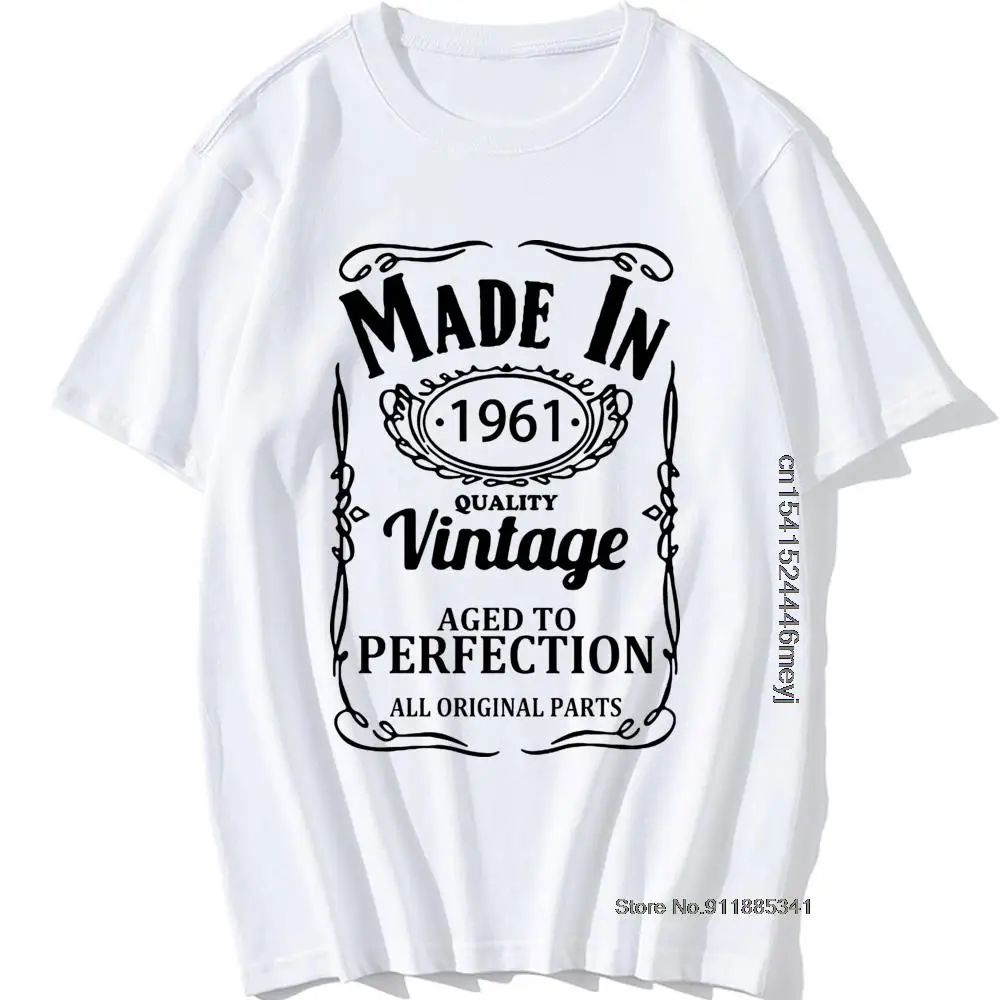 Vintage Made In 1961 T Shirt Birthday Present Funny Unisex Graphic Vintage Cool Cotton Short Sleeve Design O-Neck Father T-shirt