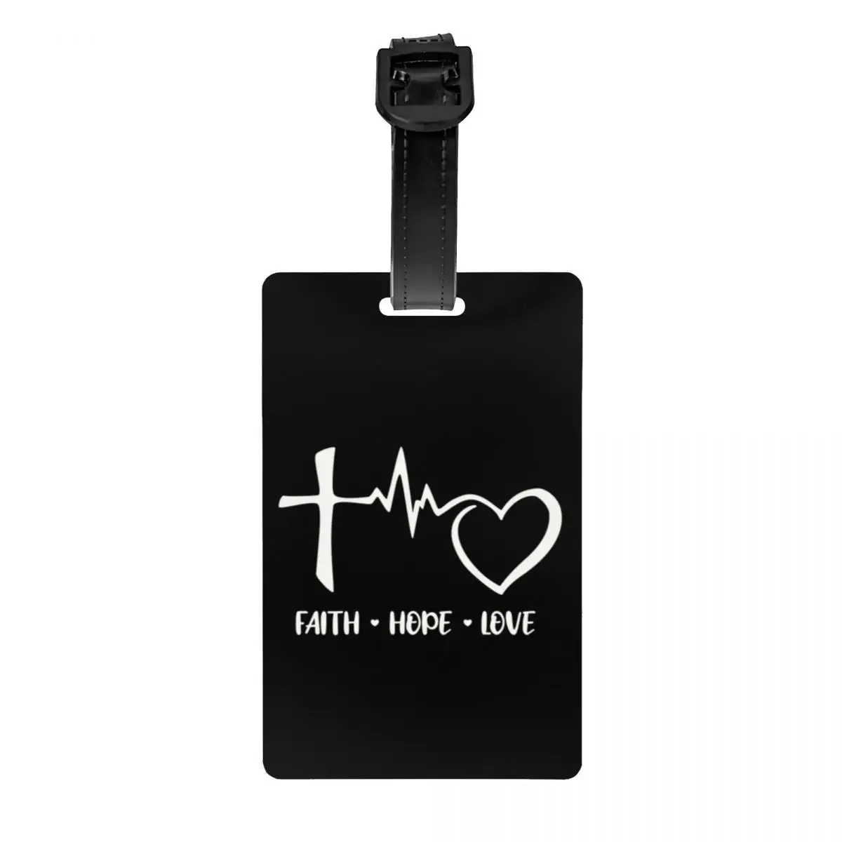 

Faith Hope Love Heartbeat Luggage Tag Custom Cross Crucifix Christ Church God Lord Baggage Tags Privacy Cover ID Label