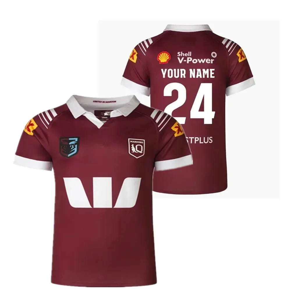 Maillot QLD Maroons TillNorman Calls pour hommes, maillot d'entraînement de rugby EENSLAND MAROONS, court, nom et numéro personnalisés, taille S--5XL, 2024