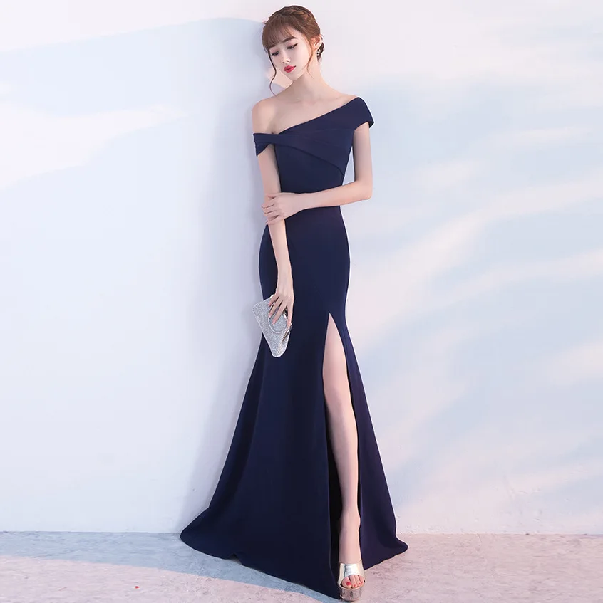 

One-Shoulder Bridal Toast Long Fishtail Evening Dress drag queen ballroom dance competition dresses