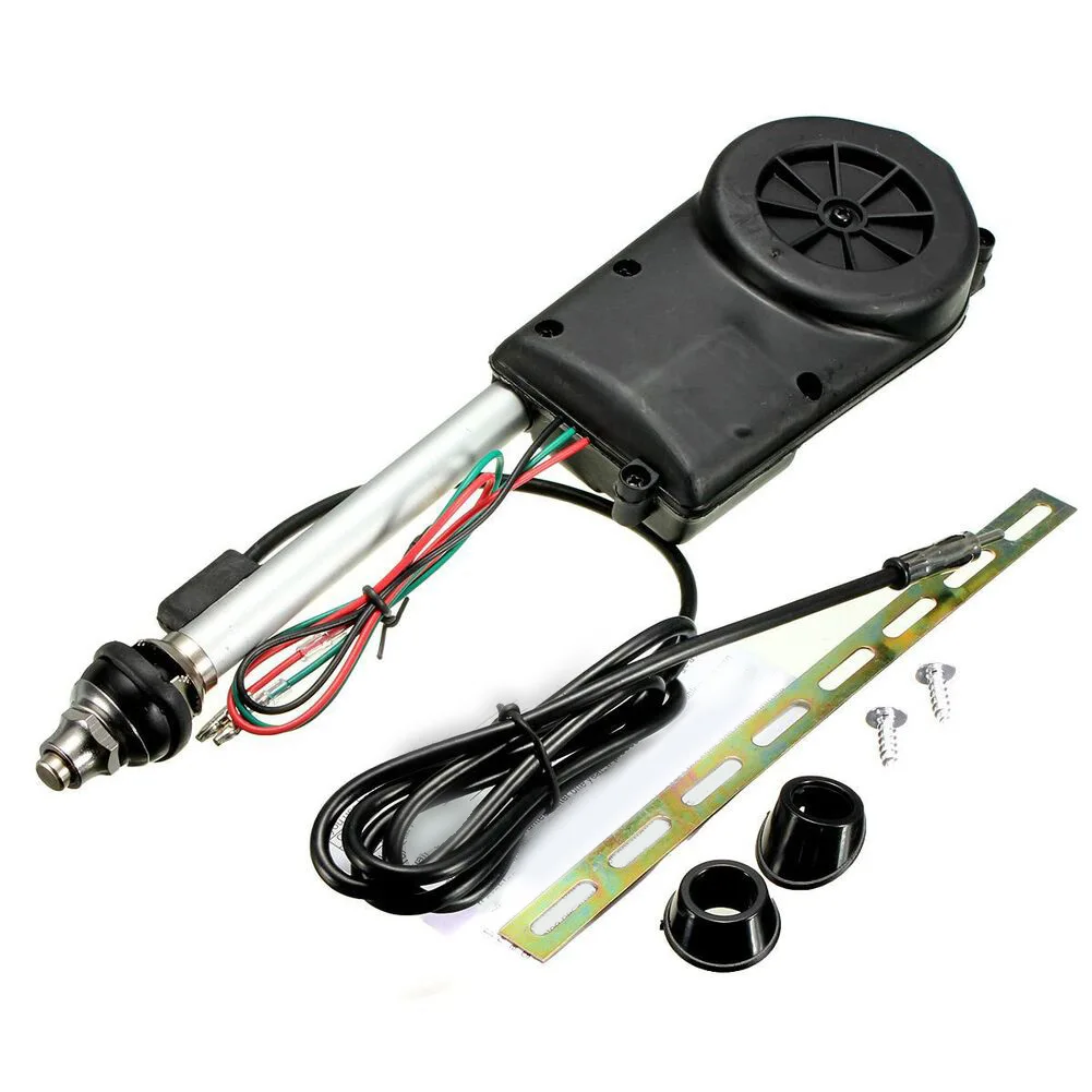Car-Mounted 12V AM FM Radio Antenna with Automatic Telescopic Mast and Stainless Steel Construction for Long-Term Use