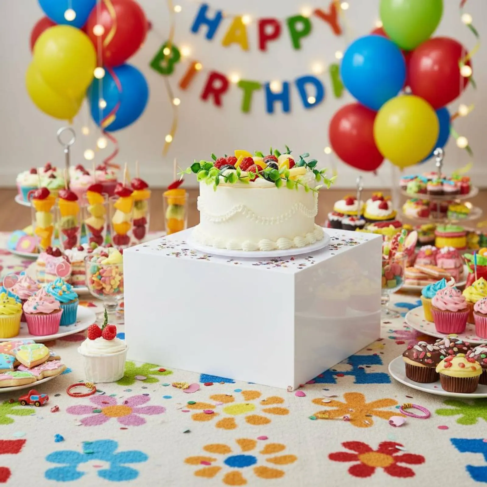 5 Pieces Cake Display Pedestal Multifunctional Acrylic Display Riser Set Acrylic Cube Riser Easy to Clean Hollow Pedestal Box